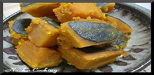 Japanese Recipes called Kabocha Nimon カボチャ煮物