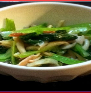 Fried Komatsuna and Shimeji Mushroom