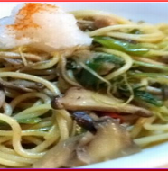 Chicken and Mushrooms Spaghetti Japanese Style
