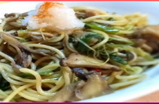 Chicken and Mushrooms Spaghetti Japanese Style