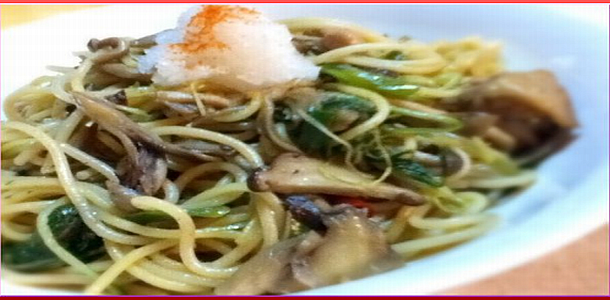 Chicken and Mushrooms Spaghetti Japanese Style