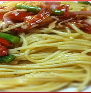 Spaghetti with Tomato and Asparagus