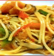 Spaghetti with Prawn and Vegetables