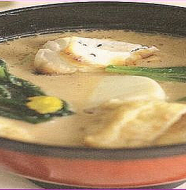 Sesame soup with Komatsuna