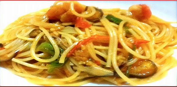 Spaghetti with Prawn and Vegetables